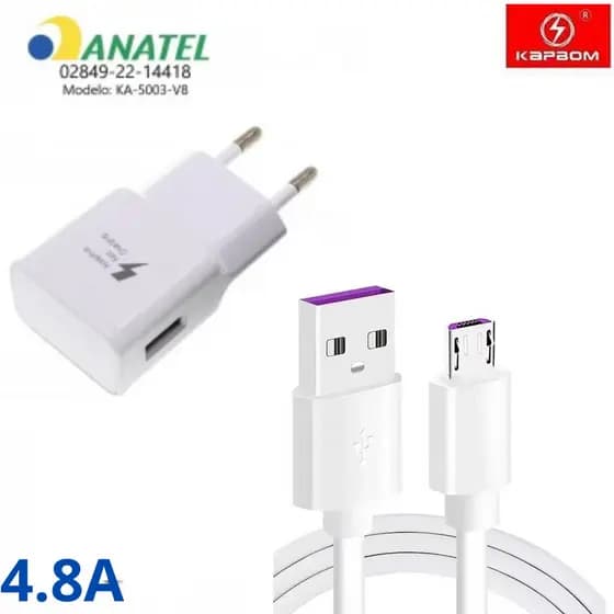 Carregador V8 Turbo A01 Core A02 A03 Core A10S M10 J4 J5 J6 J7 Prime J8 K10 K11 K12 Prime Carregador Micro USB Original