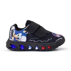 Tênis Masculino Infantil De Led Meninos Sonic Velcro Preto Preto Linkito