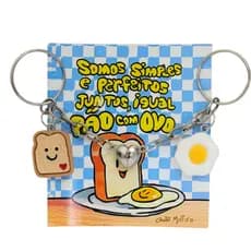 Conjunto de Chaveiros Pão e Ovo Presente Namoro