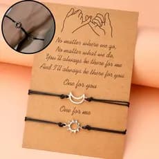 Par Pulseiras de Casal Amizade Lua e Sol Conjunto