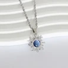 Colar Raio Solar Azul Colar de Sol Aço Inox