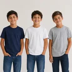 KIT 3 ou Unidade Camiseta Infantil Malha PV Premium Lisa Confortável Resistente, Costura Reforçada