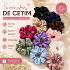 Ki 6, a 30 Scrunchie Cetim Anti Frizz , Xuxinha De Cabelo,  Elastico de cabelo Prendedor de Cabelo- Amarrador, Prendedor