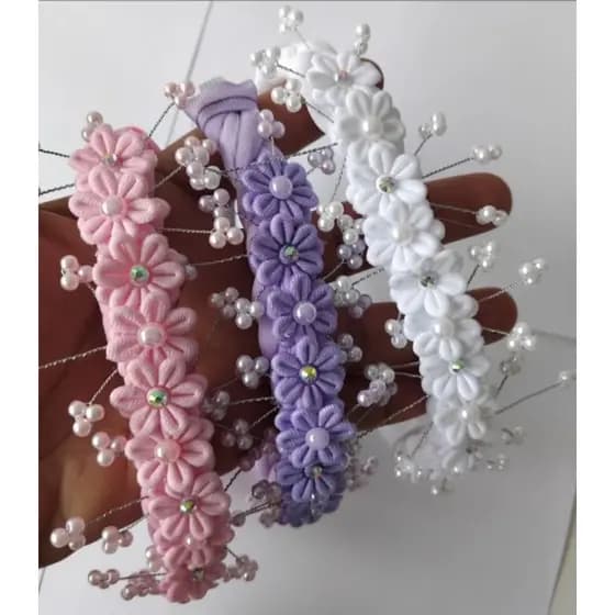 Tiara Headband, Faixinha De Bebê Luxo com regulador (Batizado e Festas) Recém Nascida (0 mês a 2anos) (PRONTA ENTREGA)