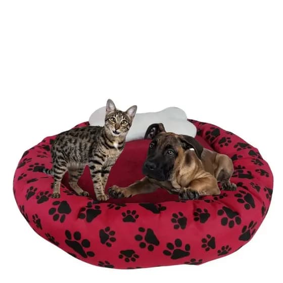 Cama Pet Redonda Peludinha Algodão Caminha  para Cachorro e Gato com Ziper com Almofada de Ossinho