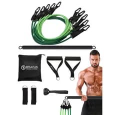 Kit Tubing Premium Extreme Elástico Extensor com Barra de Exercícios Bravus Sport