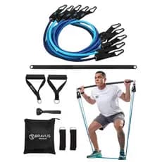 Kit Tubing Premium Elástico Extensor com Barra de Exercícios Bravus Sport