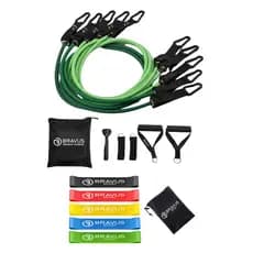 Kit Tubing PREMIUM Extreme Carga Máxima 85kg e 5 Mini Bands Elástico Extensor Bravus