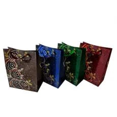 01 Sacola Embalagem Papel Kraft Brilhoso Para Presente Decorada Datas Comemorativas