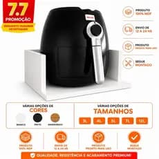 Suporte Nicho Suspenso AirFryer, Prateleira em Mdf Branco 35x35x15 Reforçado Parede