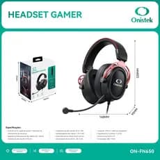 Headset Gamer Onistek ON-FN650 Preto E Vermelho Profissional