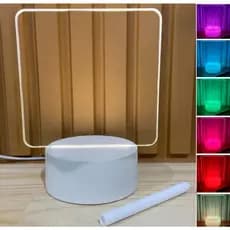 Luminária de Mesa 3D com Tela para Escrever Abajur Luminárias Lousa Mensagens - Base Preta/Branco