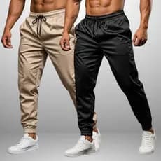 Kit 2 Calças Tactel Masculina Jogger Esportiva Com Elástico E Bolsos Barato