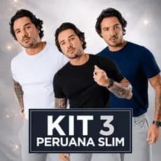 Kit 3 Camisetas Masculinas Lisas Peruanas Slim Fit Algodão com Elastano Casual