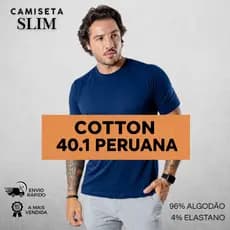 Camiseta Masculina Peruana 40.1 Slim Premium Algodão Camisa Básica Estilo Americano Casual