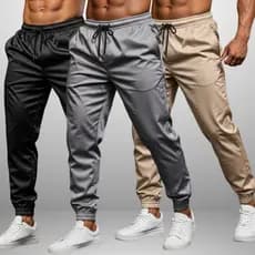 Kit 3 Calça Jogger Tactel com Elastano para Treino Esportiva Masculina