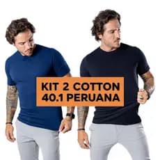 Kit Com 2 Camiseta Básica Peruana 40.1 Masculina Algodão Premium Slim Varias Cores