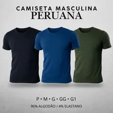 Kit 3 Camisetas Masculinas Algodão Peruano Lisa Básica Premium Elastano Casual