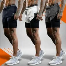 Kit 2 Bermudas 2 em 1 Sports Para Academia Masculina