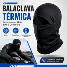 Balaclava Térmica Preta Moto Bike UV50+ Máscara Ninja Motociclista Touca Respirável Frio Sol