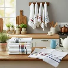 Kit 10 Panos De Copa Jacquard Atoalhado 45x70 Algodão Toalha De Prato Cozinha Atoalhado Alta Absorção Premium