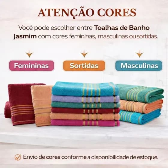 Kit 3 Jogo de Toalhas Banho Jasmim 70x140 100% Algodão Felpuda Alta Absorção
