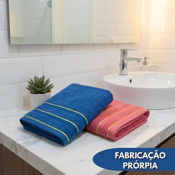 Kit 2 Toalhas Banho Franciele Felpuda 70x140 Algodão 100% Banhão Conforto Diário