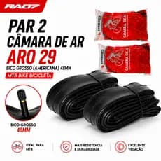 PAR 2 CAMARA DE AR ARO 29x1.95/2.125 BICO GROSSO (AMERICANA) 48MM MTB BIKE BICICLETA