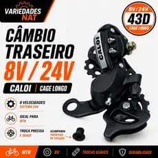CÂMBIO TRASEIRO 8V 24V 43D CAGE LONGO CALOI MTB BIKE PRETO
