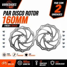 PAR DISCO ROTOR 160MM FREIO A DISCO BIKE MTB ARO 26 27.5 29 COM 12 PARAFUSOS