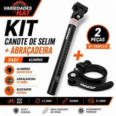CANOTE DE SELIM 27,2X350MM ALUMÍNIO RAD7 + ABRAÇADEIRA 31.8MM MTB BIKE