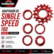 Adaptador Single Speed 18D Vermelho Rad7 Concept Conversor Cassete Bike MTB Freeride