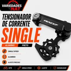 TENSIONADOR DE CORRENTE SINGLE SPEED BIKE MTB ALUMÍNIO PRETO RAD7