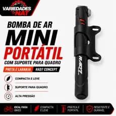 Bomba de Ar Mini Portátil Bike com Suporte para Quadro Preta e Laranja Rad7 Concept