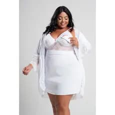 Kit Camisola Amamentação Plus Size com Robe Maternidade Lactante Yasmin Florallys IMI
