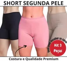 Kit 3 Shorts Segunda Pele Feminino Antiatrito Anágua Bermuda para Vestido IMI