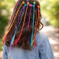 Kit 6 Aplique De Cabelo Mecha Colorida Infantil Mini Piranha Trança Tererê Presilha
