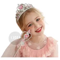 Kit Coroa E Varinha Magica Princesa Infantil Tiara Festa Fantasia