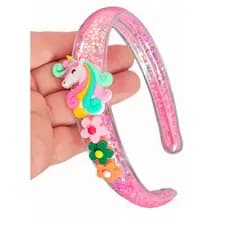 Tiara Arquinho Infantil Piscina Unicórnio Flor Lantejoula