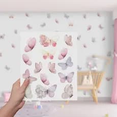 Adesivo Decorativo De Parede Autocolante Borboletas Floral Delicadas Quarto Infantil Menina Bebe