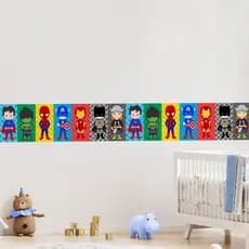 Faixa Decorativa Super Heróis Bebe Infantil Papel de Parede Autoadesivo Menino