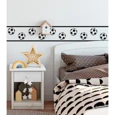 Faixa Adesiva Decorativa Infantil Futebol Bola Papel de Parede Quarto Menino