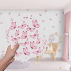 Adesivos de Parede Borboletas Rosa Aquarela Infantil Decoração Autocolante