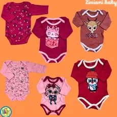 Kit com 3 body MENINA bodie bebê 100% algodão suedine estampado variado menino menina enxoval de bebê promoção