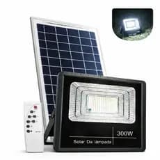 Refletor Solar LED 300W Holofote IP66 À Prova D’Água Luz Branca Fria Com Placa Solar e Bateria