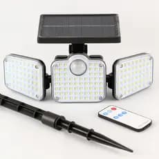 Refletor Solar LED 128 LEDs IP66 com Sensor de Presença e Controle Remoto – Super Potente para Áreas Externas
