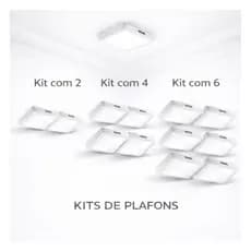 Kit 2 4 e 6 Plafon LED 18W Quadrado 22×22 Sobrepor Branco Frio 6500K Bivolt 127/220V