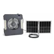 Ventilador Solar Portátil 10W Com LED USB Tipo C Recarregável Camping Emergência