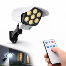 Refletor Solar 77 LEDs Sensor de Movimento Tipo Câmera Falsa Luz Branca Fria IP65 à Prova d'Água