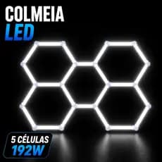 Luminária LED Colmeia Hexagonal 192W 5 Células Branco Frio Bivolt Garagem Barbearia Oficina